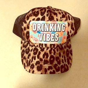 Drinking vibes cheetah print hat